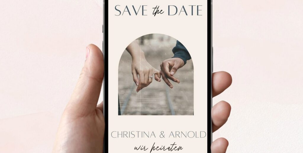 Digitale Hochzeitseinladung auf dem Handy per whatsapp